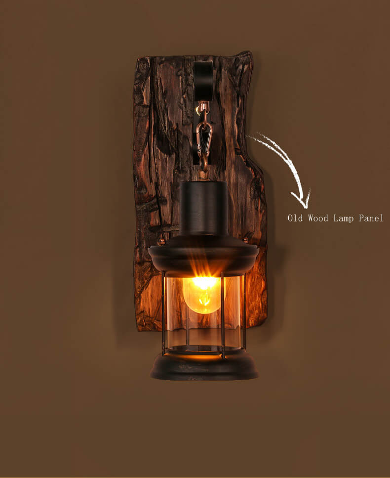 AquaChrono | Zylinder Wandlamp met Glas, IJzer en Houten Sokkel