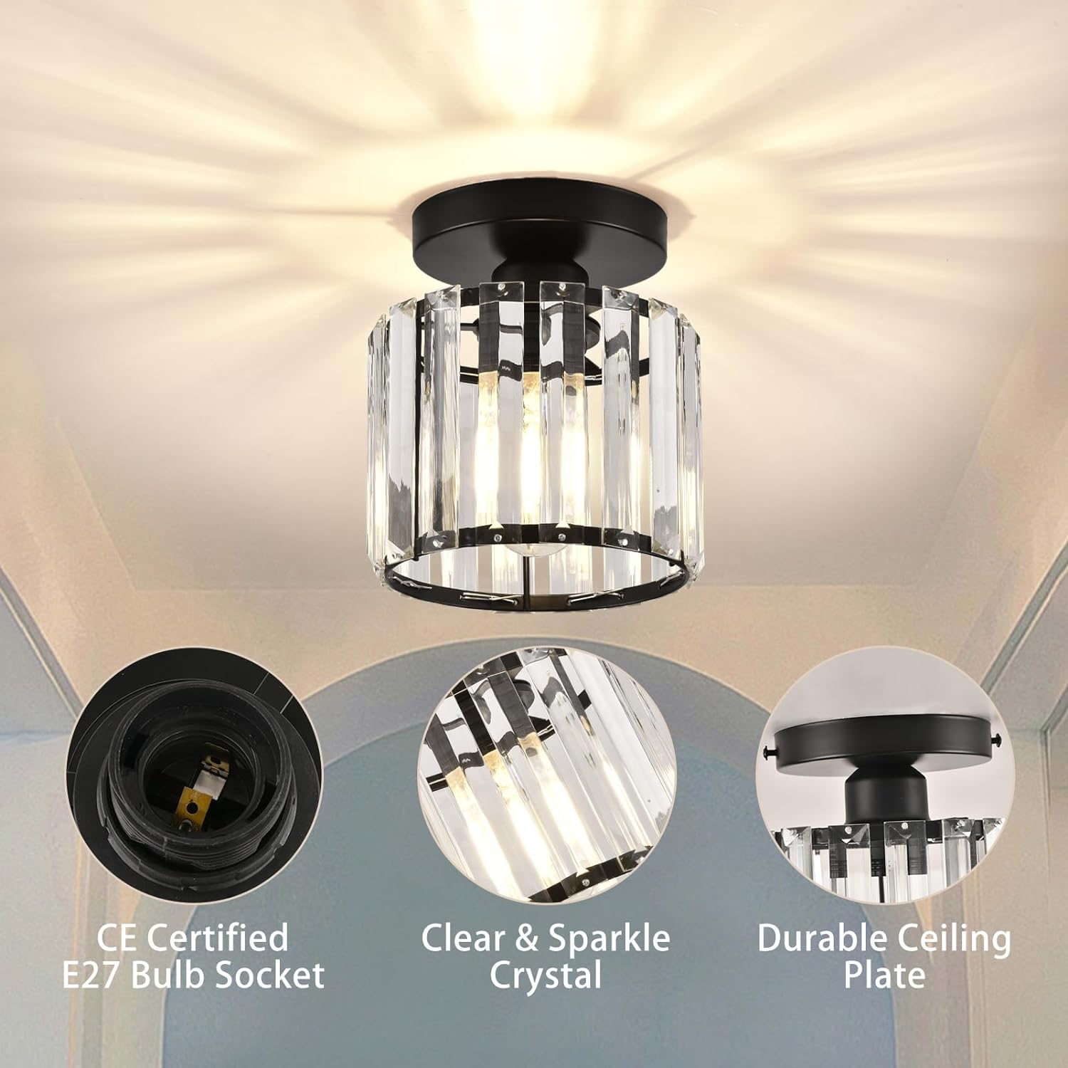 Bravura – Moderne flush plafondlamp – 1-lichts zwart design
