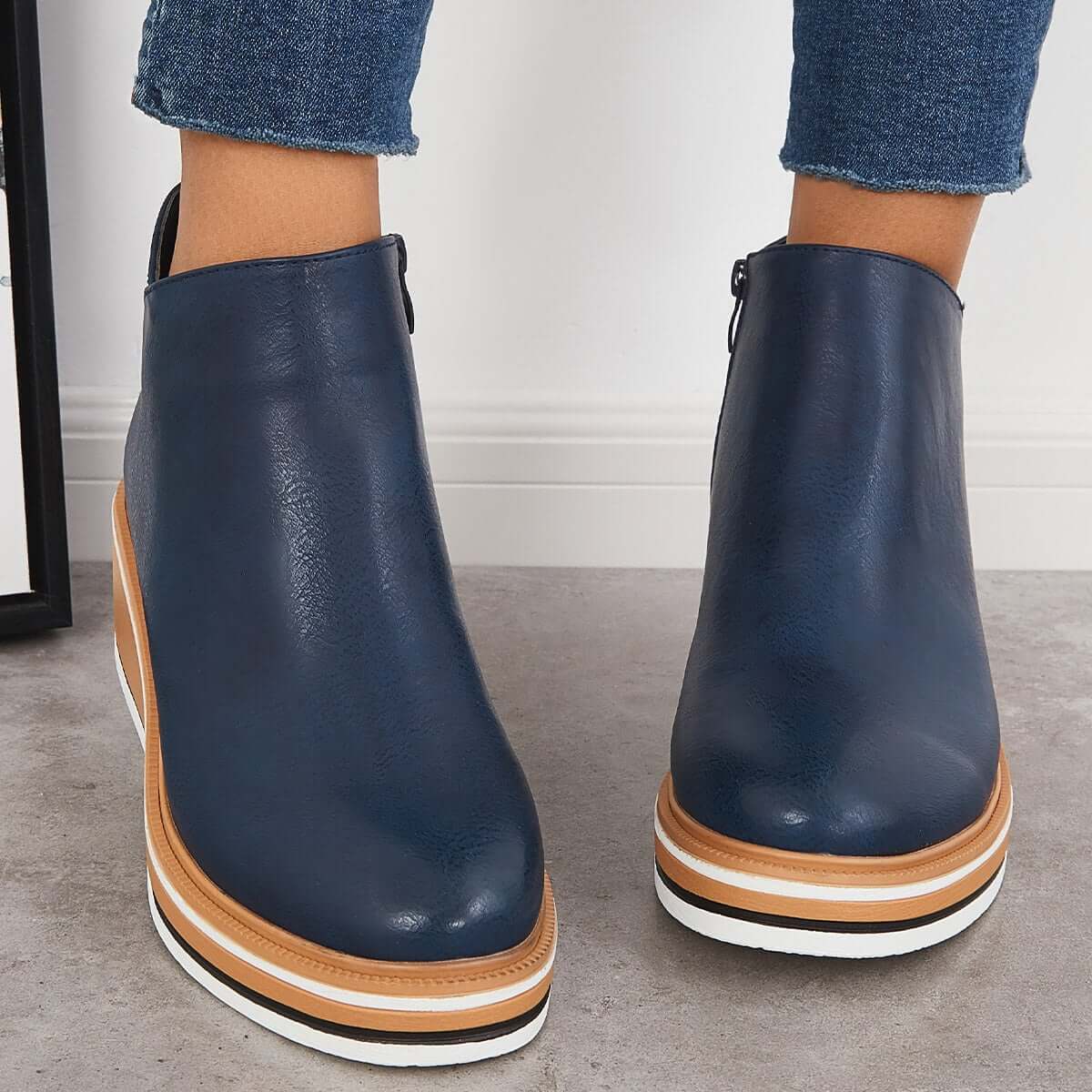 Zavella – Botines de mujer con plataforma y cremallera lateral
