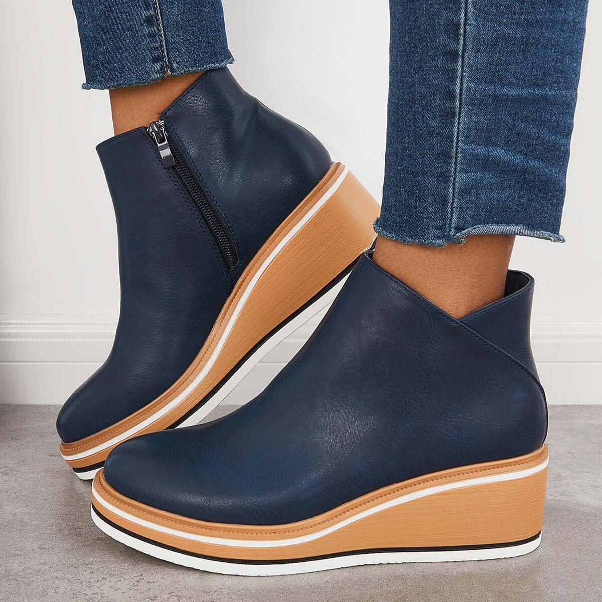Zavella – Botines de mujer con plataforma y cremallera lateral