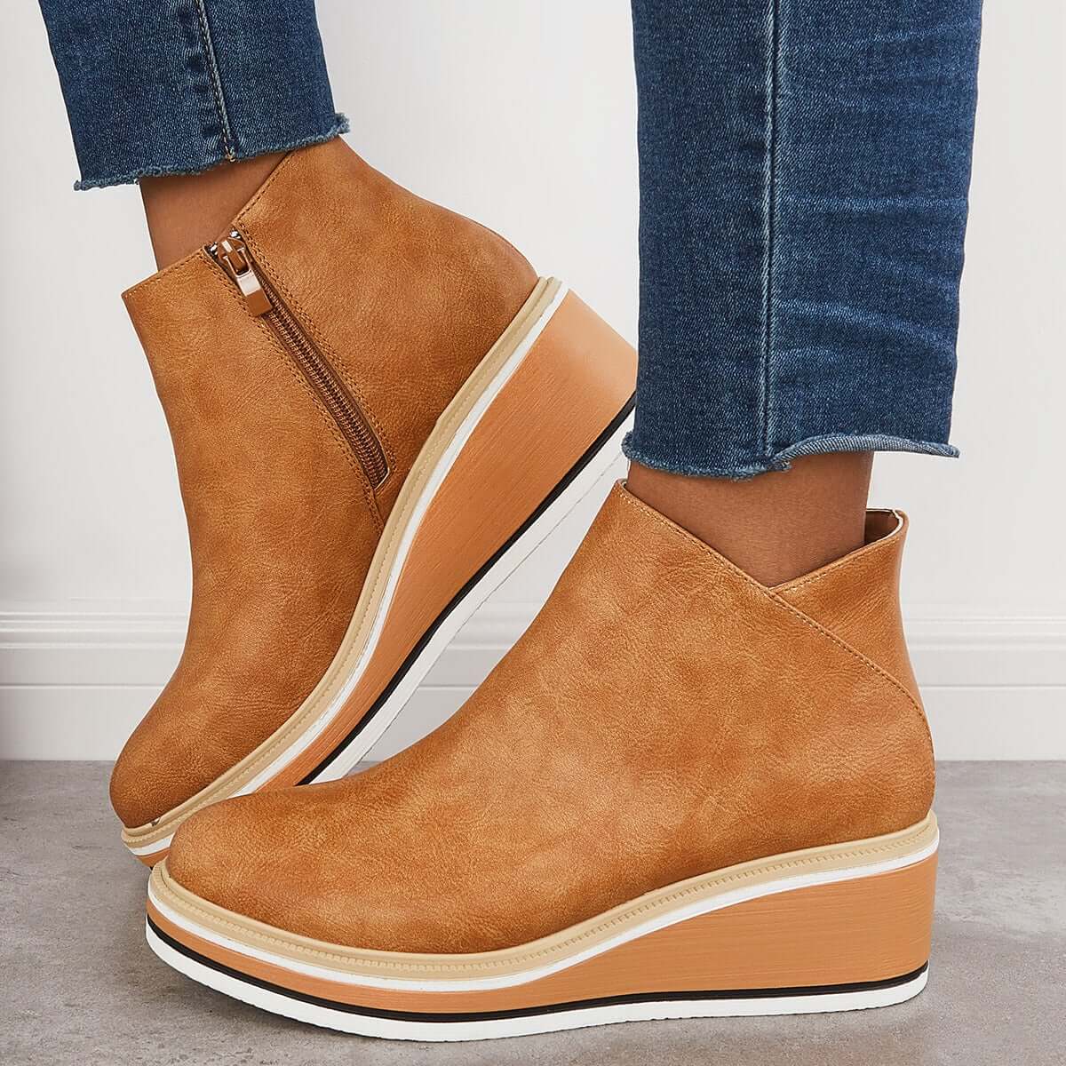 Zavella – Botines de mujer con plataforma y cremallera lateral