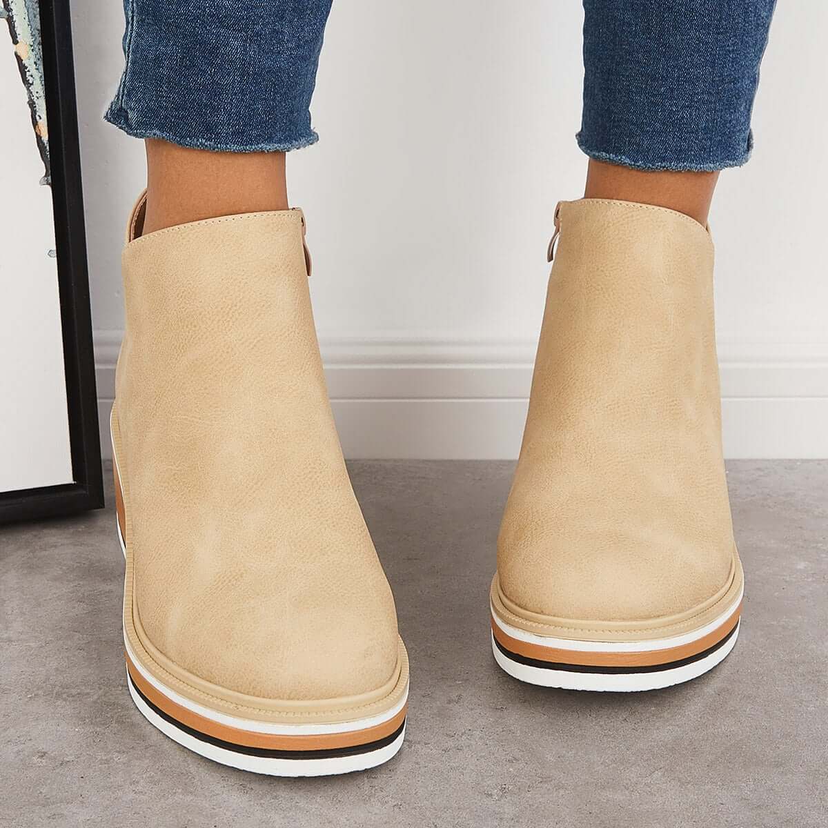 Zavella – Botines de mujer con plataforma y cremallera lateral