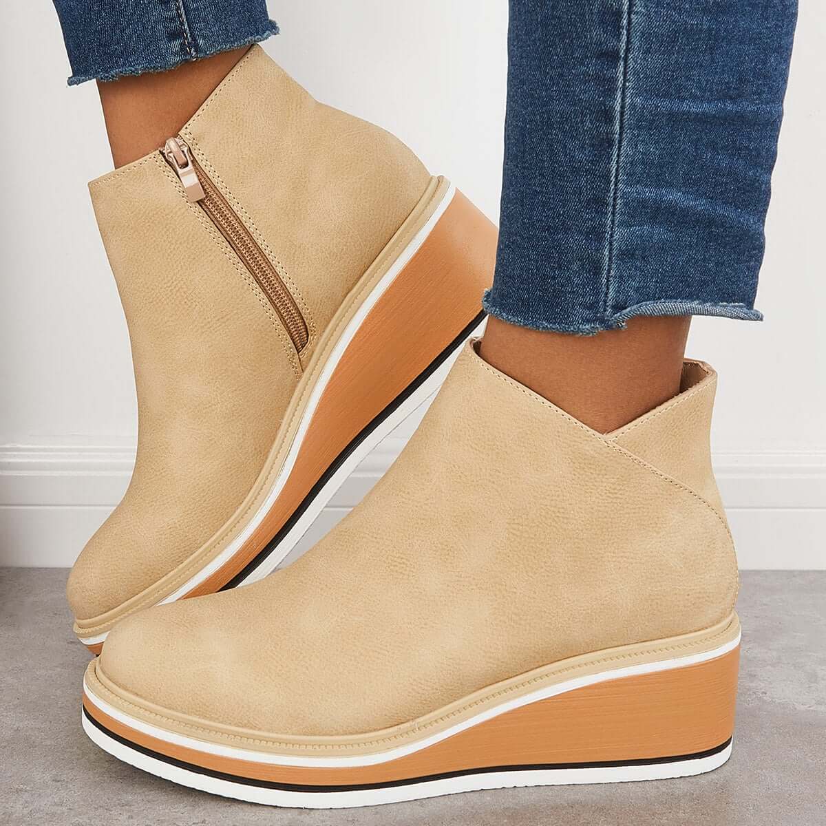 Zavella – Botines de mujer con plataforma y cremallera lateral