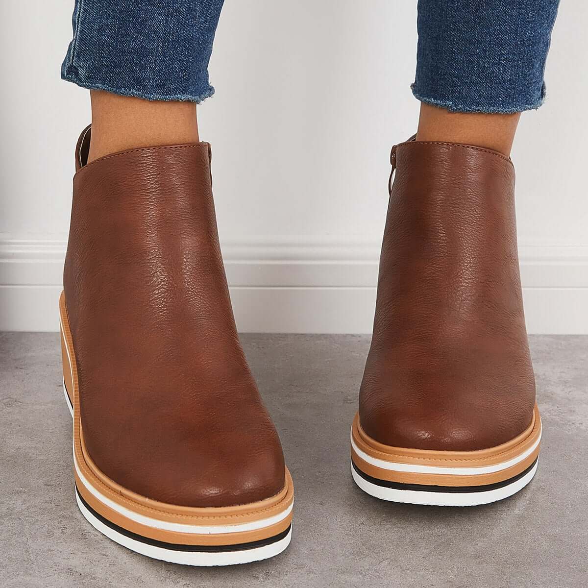 Zavella – Botines de mujer con plataforma y cremallera lateral
