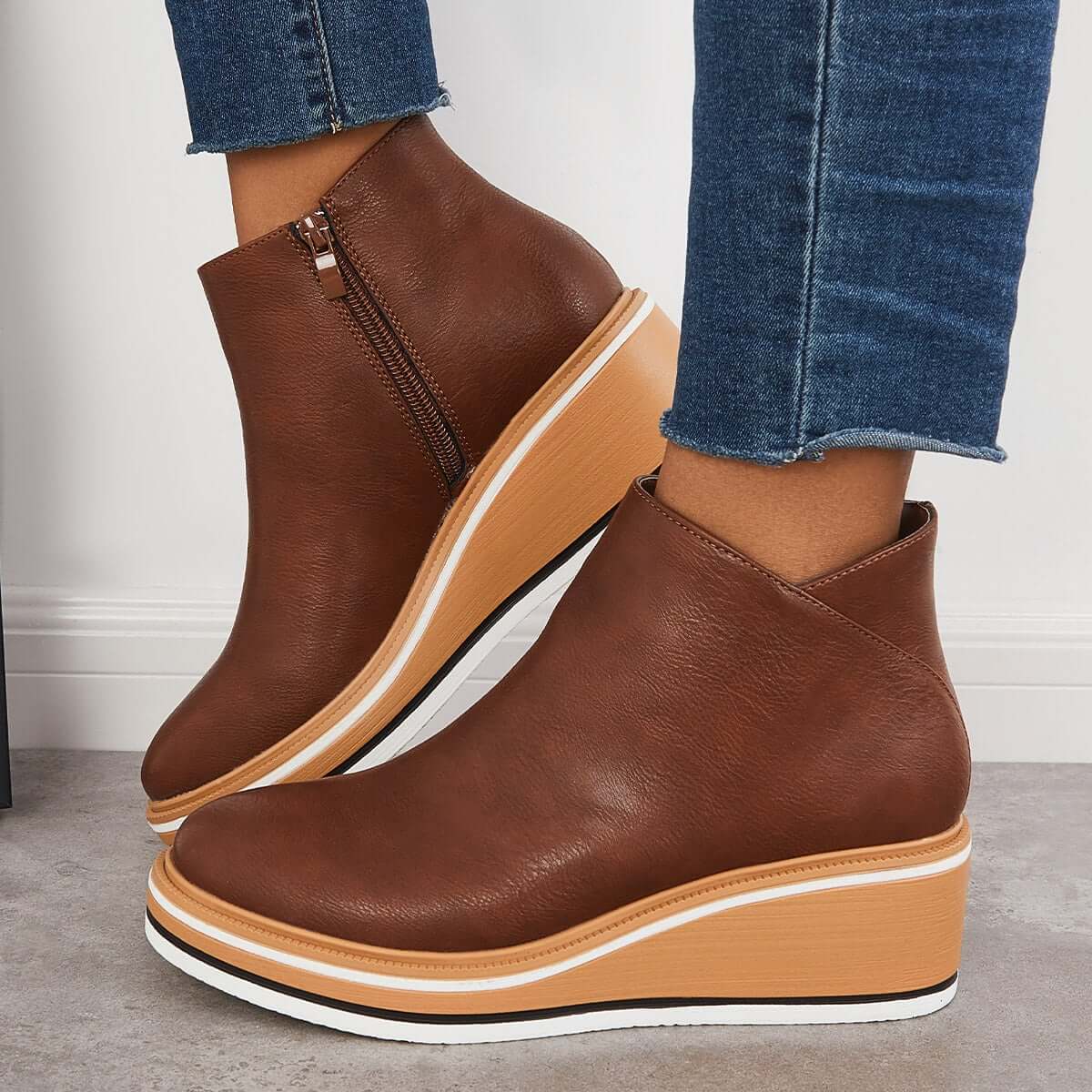Zavella – Botines de mujer con plataforma y cremallera lateral