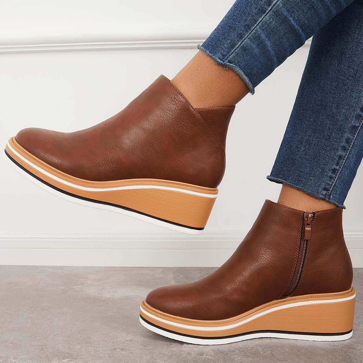 Zavella – Botines de mujer con plataforma y cremallera lateral