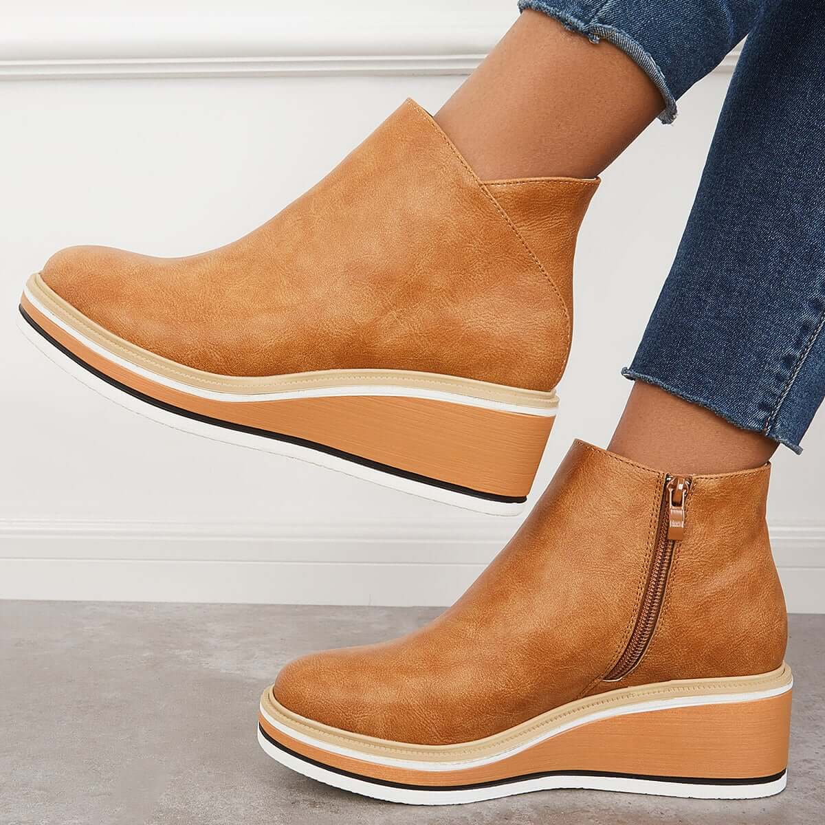 Zavella – Botines de mujer con plataforma y cremallera lateral