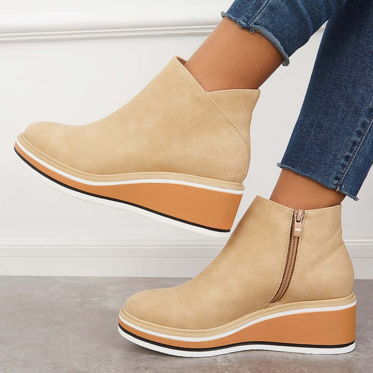 Zavella – Botines de mujer con plataforma y cremallera lateral