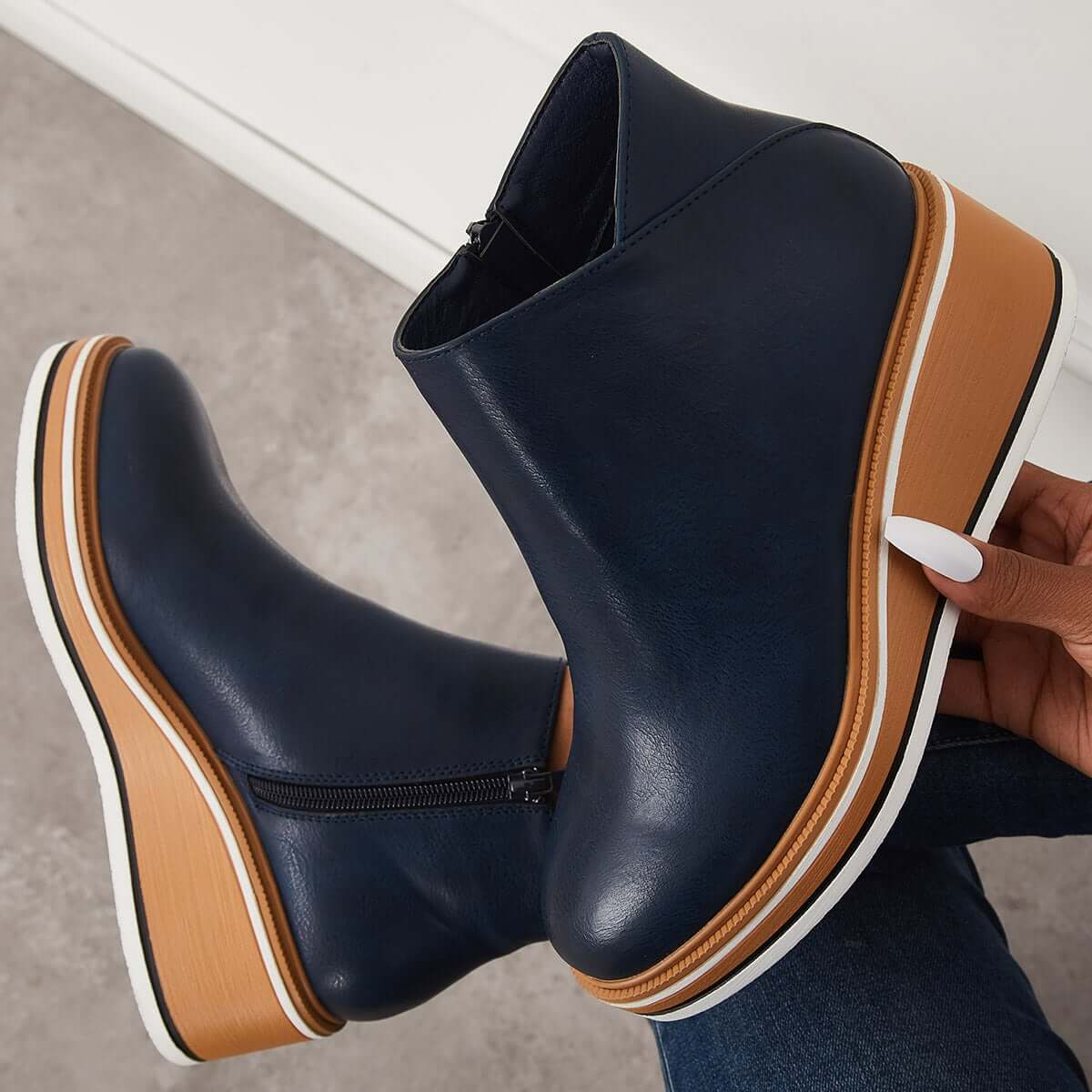 Zavella – Botines de mujer con plataforma y cremallera lateral