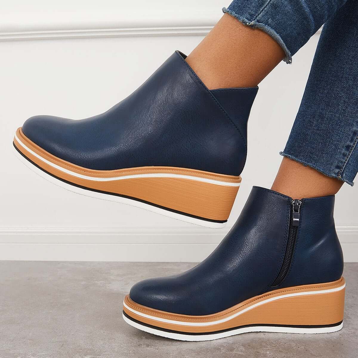 Zavella – Botines de mujer con plataforma y cremallera lateral