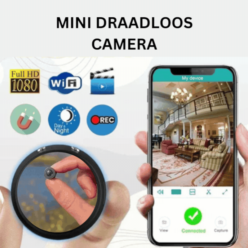 NovaVista WLAN-camera – Draadloze 1080P mini-beveiligingscamera HD