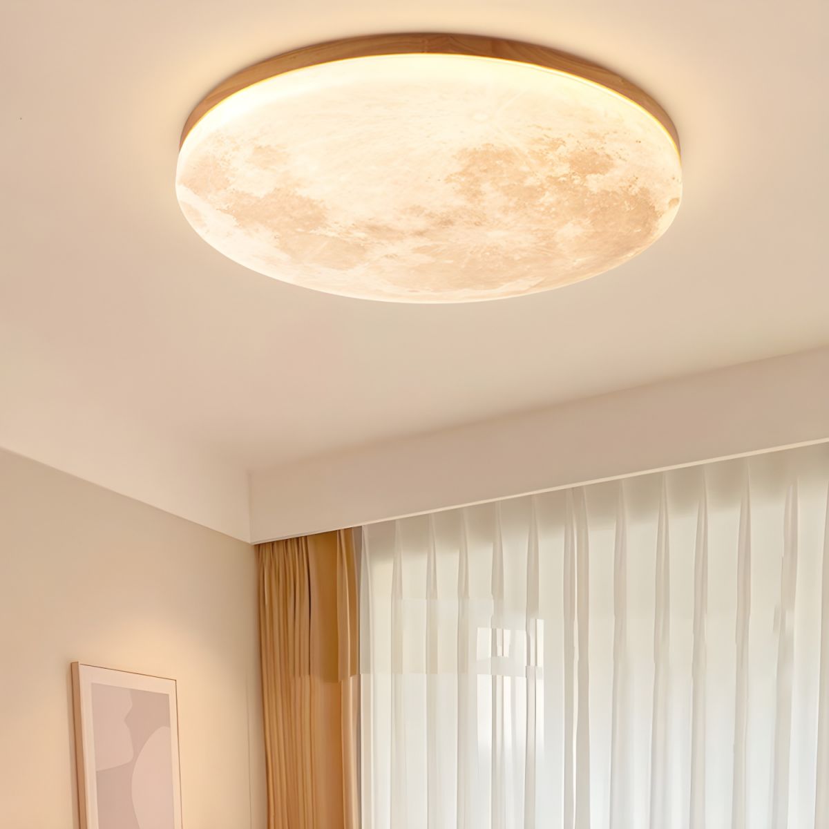 Lunaro – Minimalistische ronde plafondlamp – Hout & acryl LED design