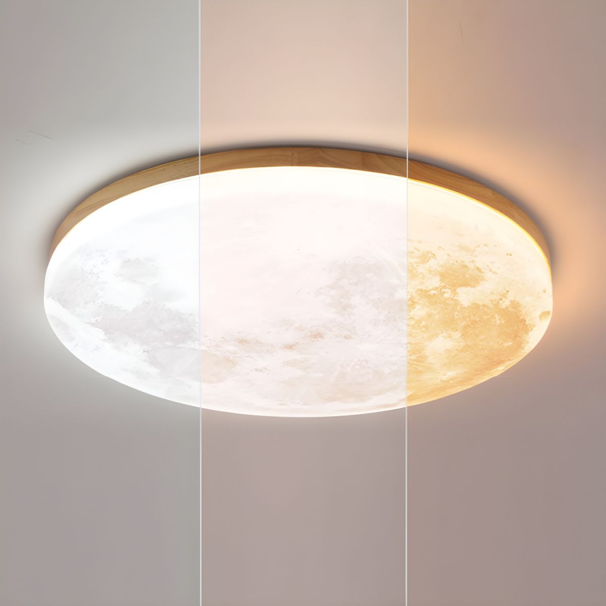 Lunaro – Minimalistische ronde plafondlamp – Hout & acryl LED design