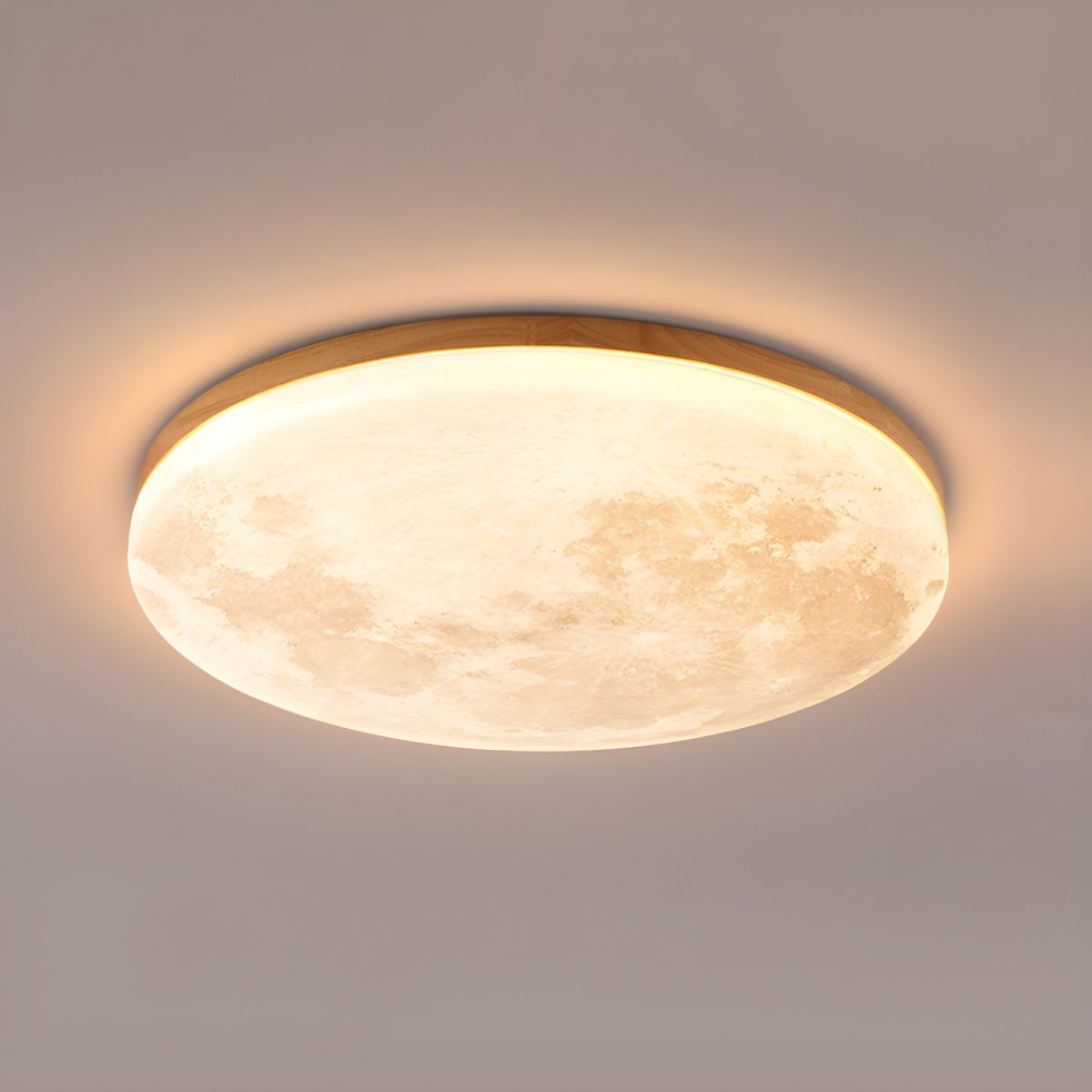 Lunaro – Minimalistische ronde plafondlamp – Hout & acryl LED design