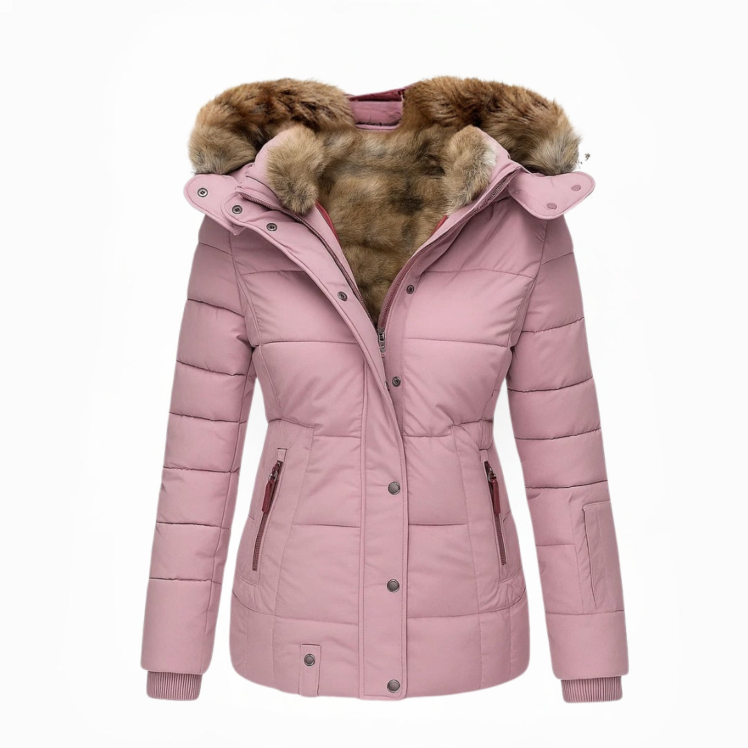 Chaqueta de invierno para mujer Aniek con forro de piel – chaqueta entallada cálida con capucha
