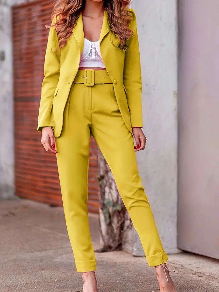 Melzano Lieva - Elegante set met open blazer en broek