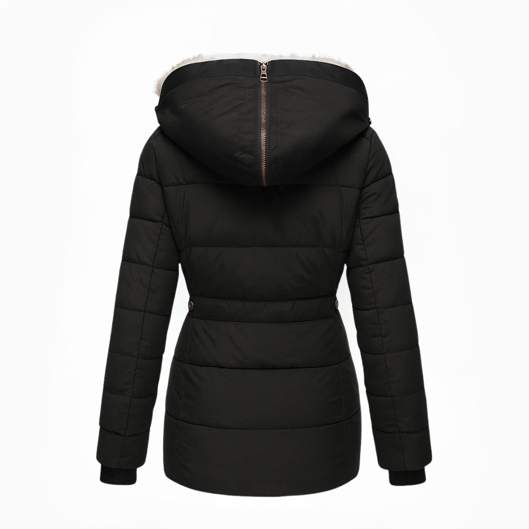 Chaqueta de invierno para mujer Aniek con forro de piel – chaqueta entallada cálida con capucha