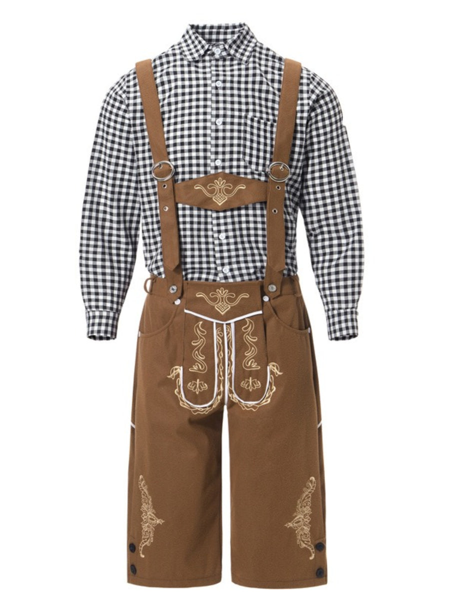 Bergbua – Lederhosen-Kostuumset met Geruit Overhemd – Jouw Wiesn-Klassieker