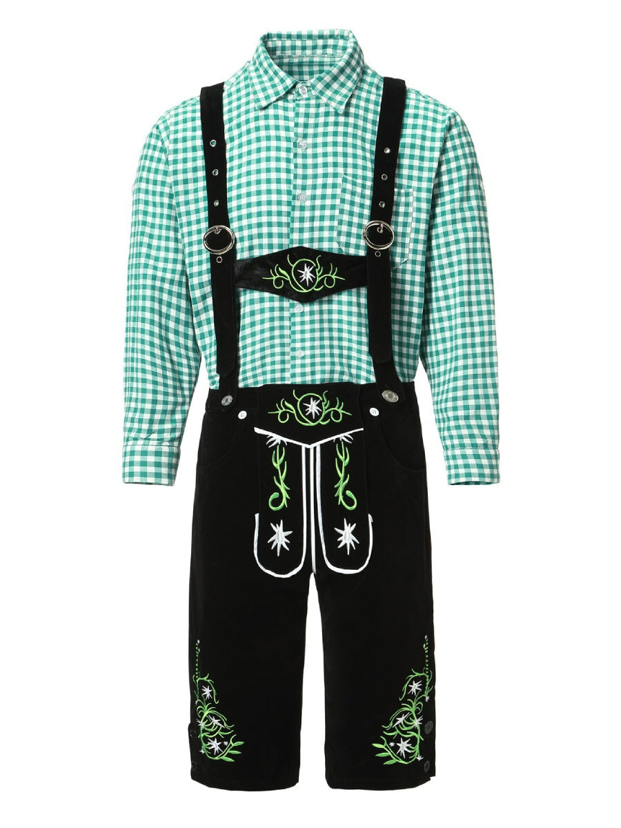 Bergbua – Lederhosen-Kostuumset met Geruit Overhemd – Jouw Wiesn-Klassieker