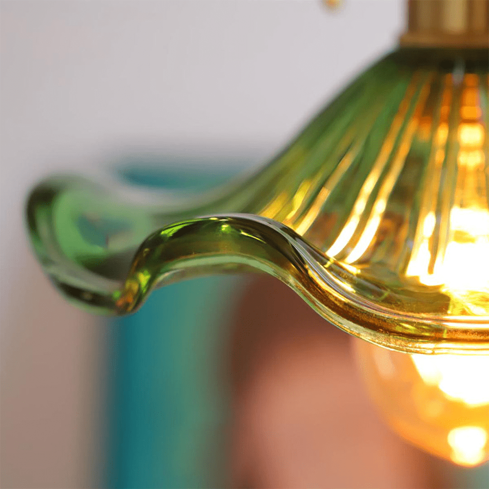 Liora | Hibiscusbloem Hanglamp – Glas & Messing, Verstelbaar, E27