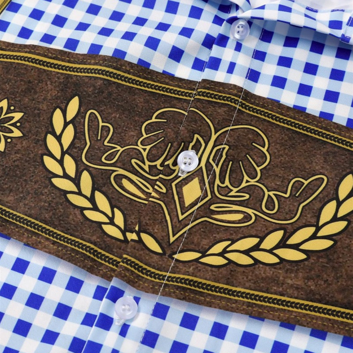 GaudiBursch – T-Shirt with Checkered Shirt & Lederhosen Print – Your Wiesn Hit