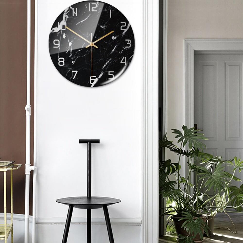 MarbleTime – Wandklok Marmerdesign – Stille Moderne Woondecoratie