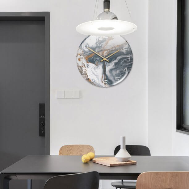 MarbleTime – Wandklok Marmerdesign – Stille Moderne Woondecoratie
