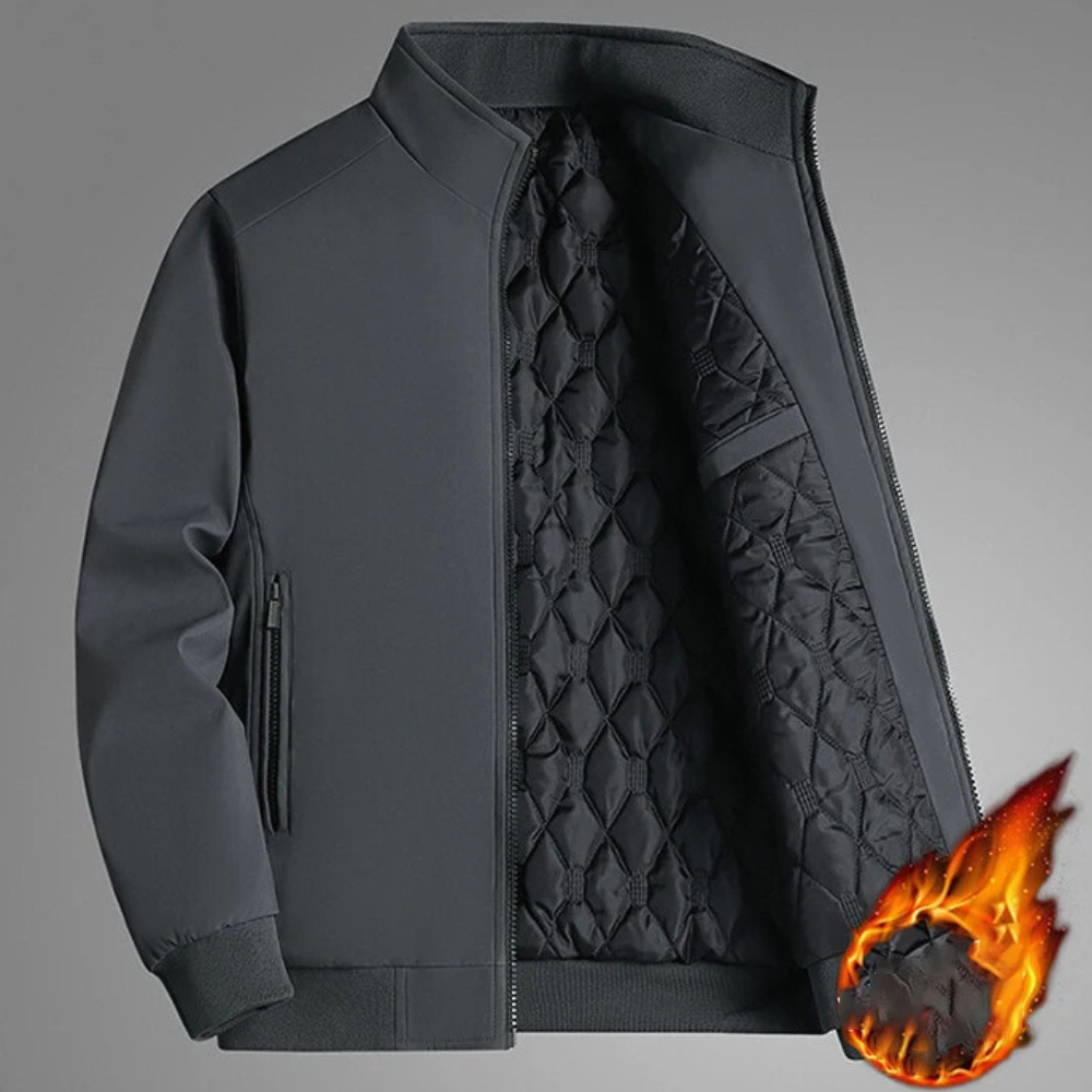 Effen chaqueta de invierno de color sólido con cuello alto para hombre - elegante