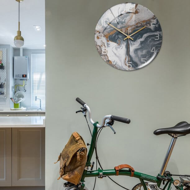 MarbleTime – Wandklok Marmerdesign – Stille Moderne Woondecoratie