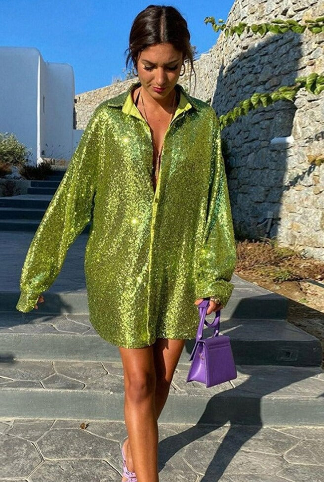 Blusa con purpurina extragrande para damas