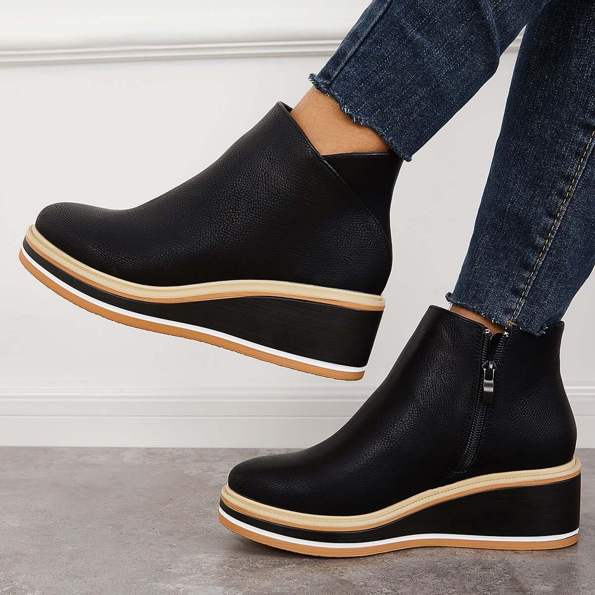 Zavella – Botines de mujer con plataforma y cremallera lateral