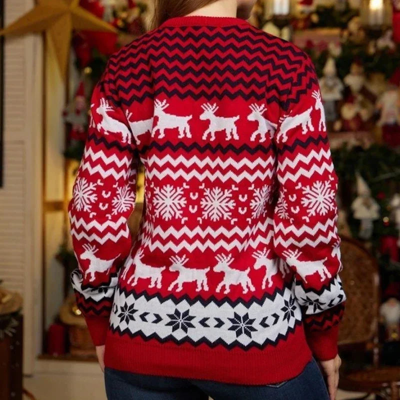 Wolff – Christmas sweater cotton blend with festive print – Unisex winter sweater
