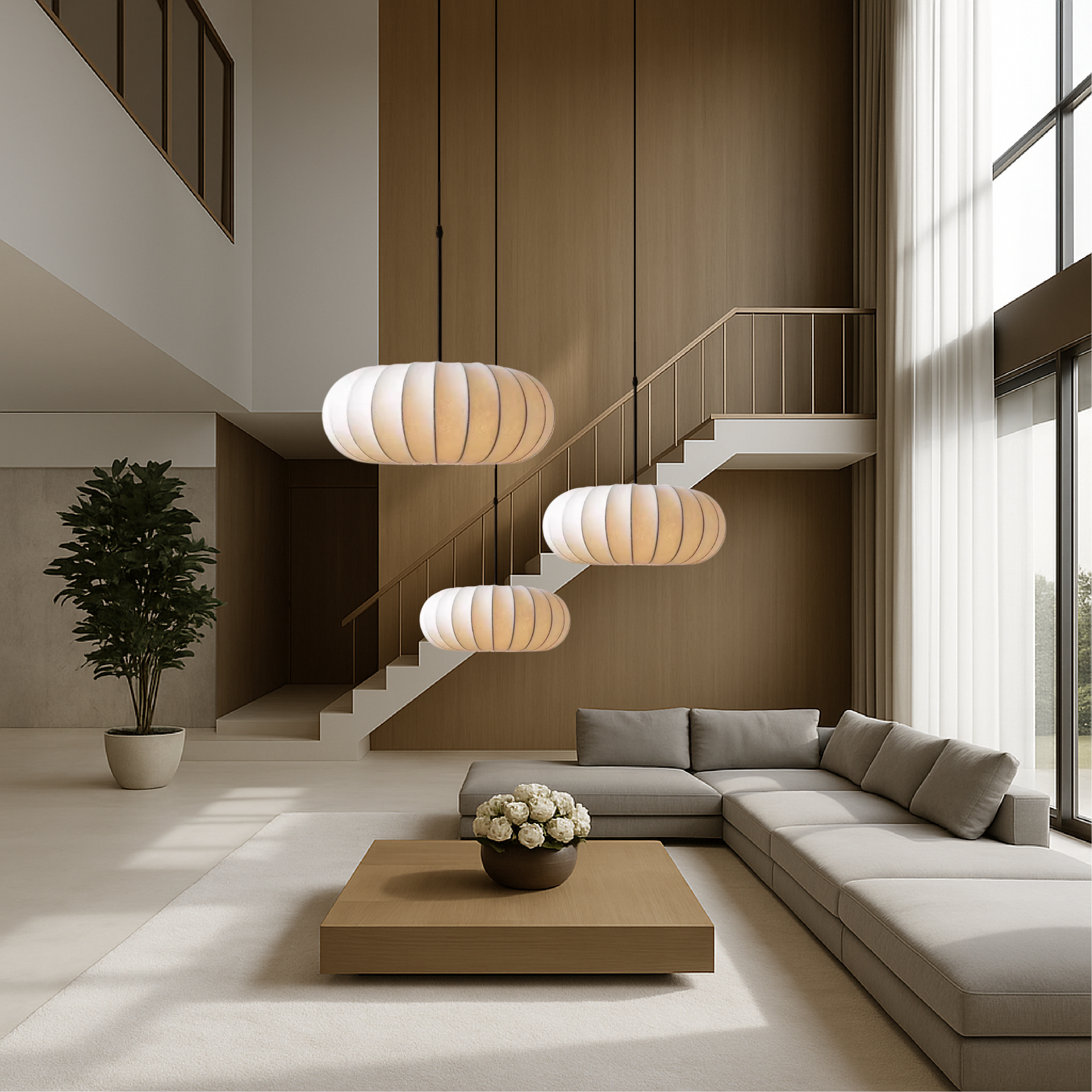 Verona – Handgemaakte zijden hanglamp – Moderne E27 pendellamp