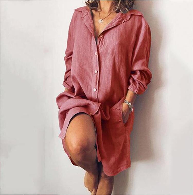 Sophie Shirtjurk in Linnenlook – Oversized Zomerjurk met Knoopsluiting