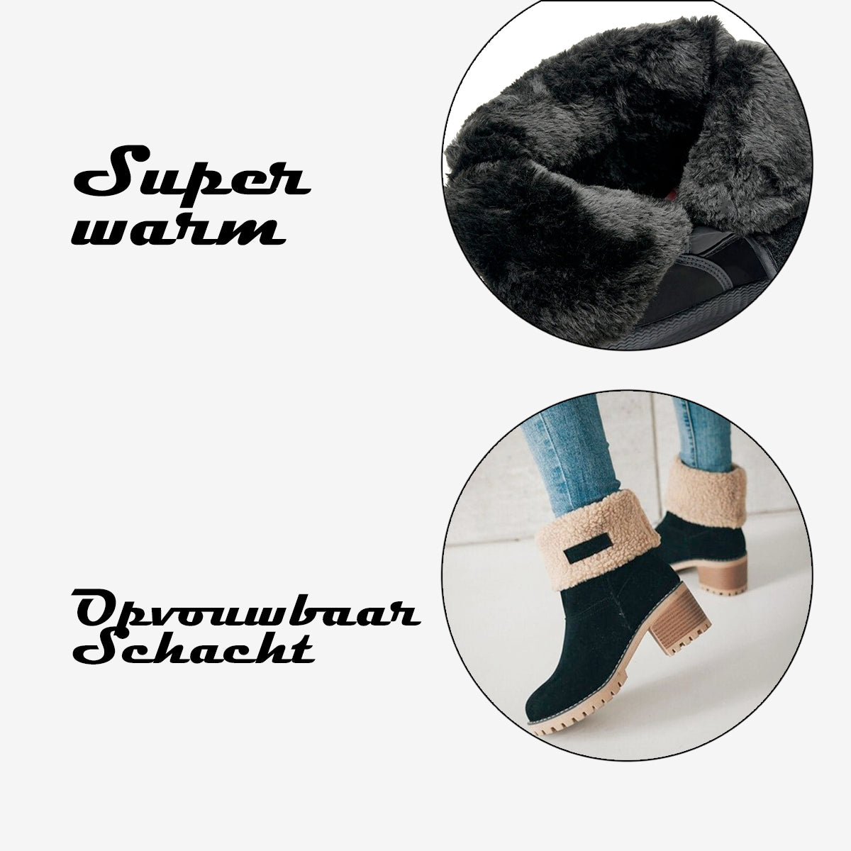 Botas de nieve cálidas con forro de piel sintética - Elegantes y cómodas