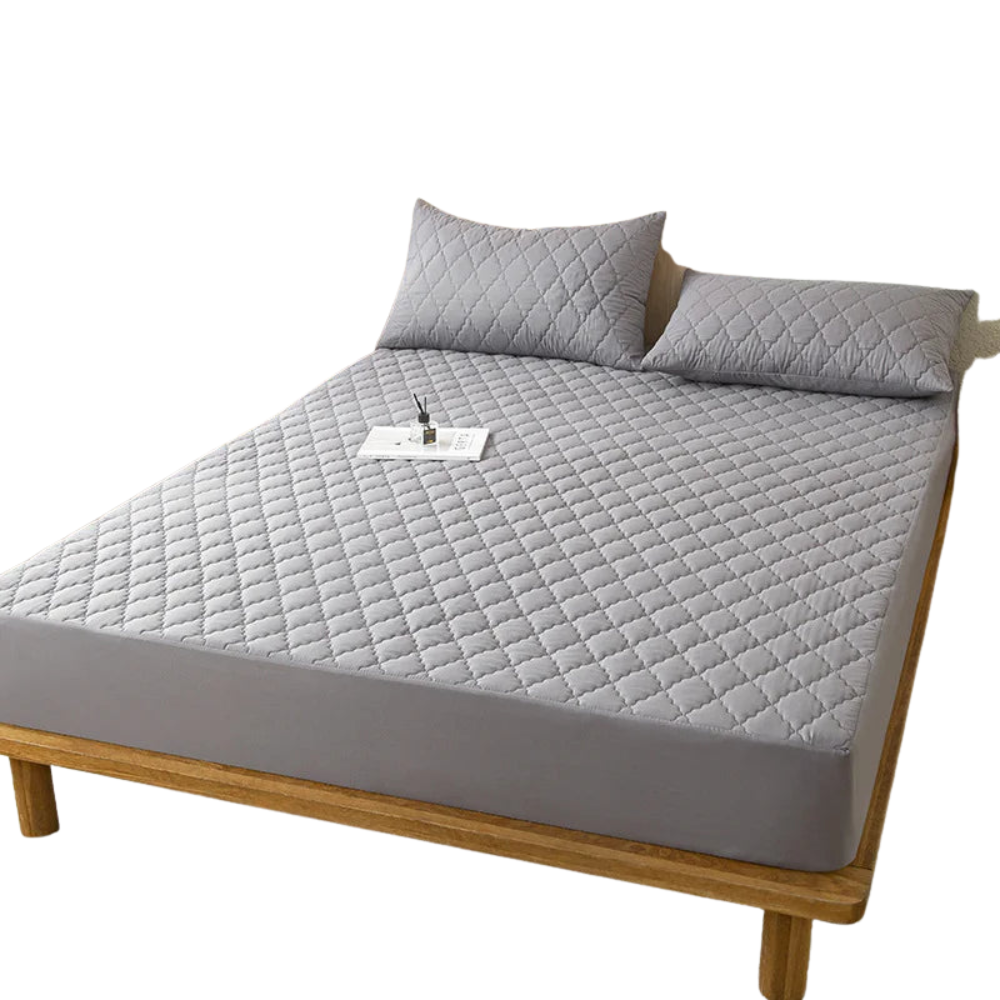 SleepSure – Cubierta de colchón impermeable con banda elástica – Gris/Blanco