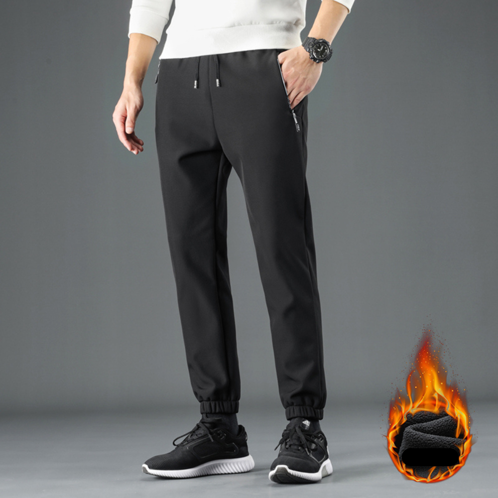 Pantalón grueso forrado de forro polar a prueba de viento para hombre - cálido y cómodo