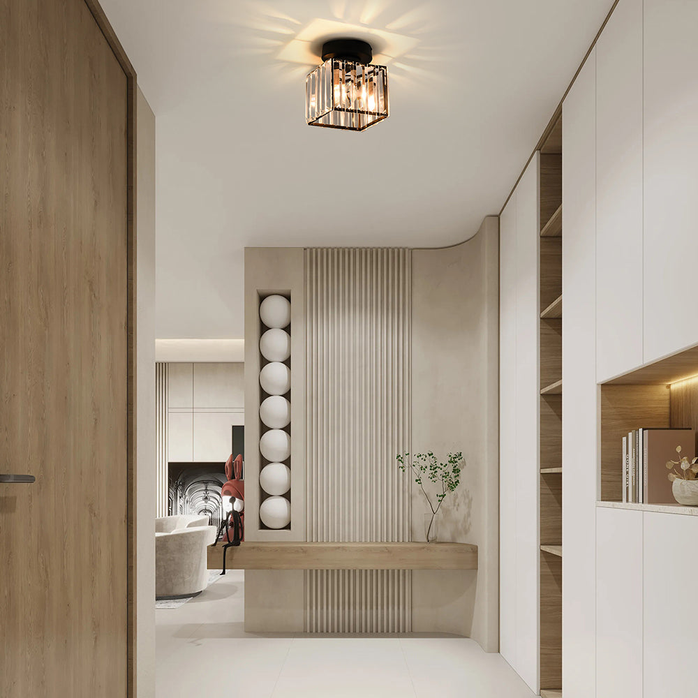Stravino – Modern ceiling lamp – Striped glass shade & brass
