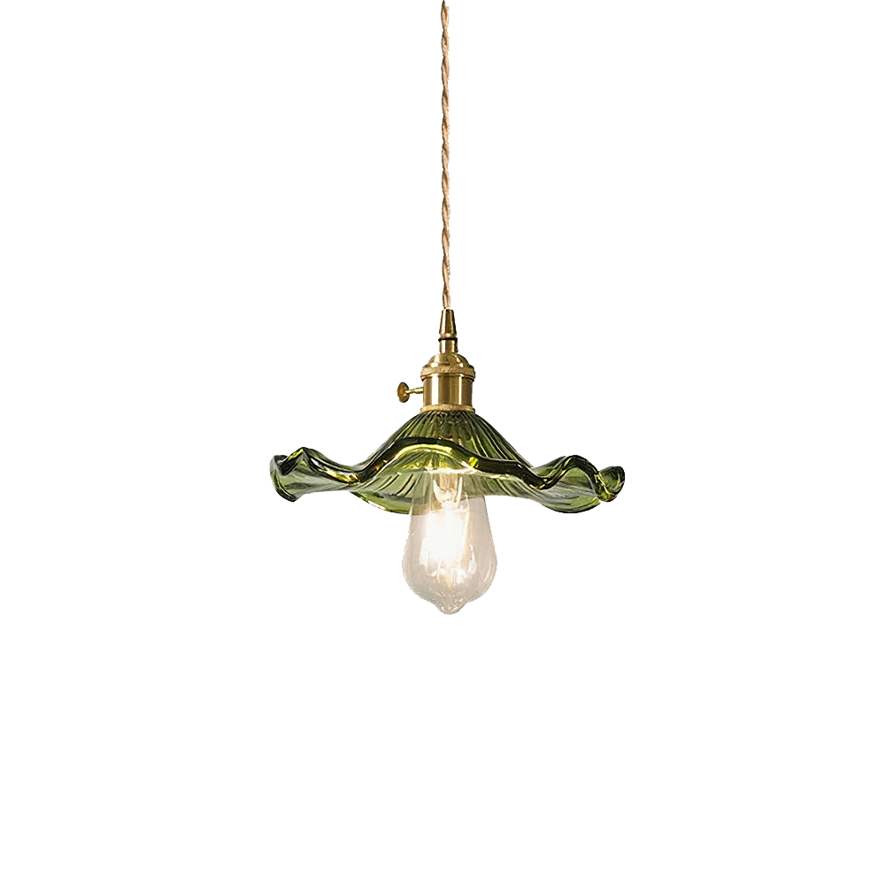 Liora | Hibiscusbloem Hanglamp – Glas & Messing, Verstelbaar, E27