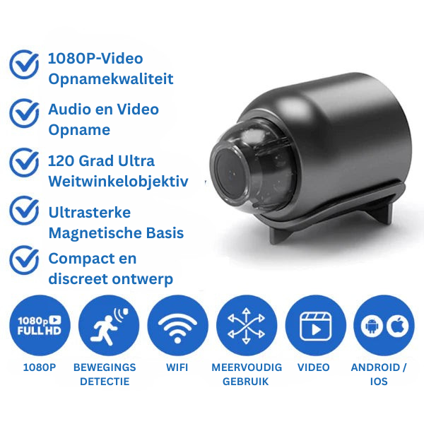 Minieye – Full HD WiFi Beveiligingscamera met Nachtzicht & Bewegingsdetectie