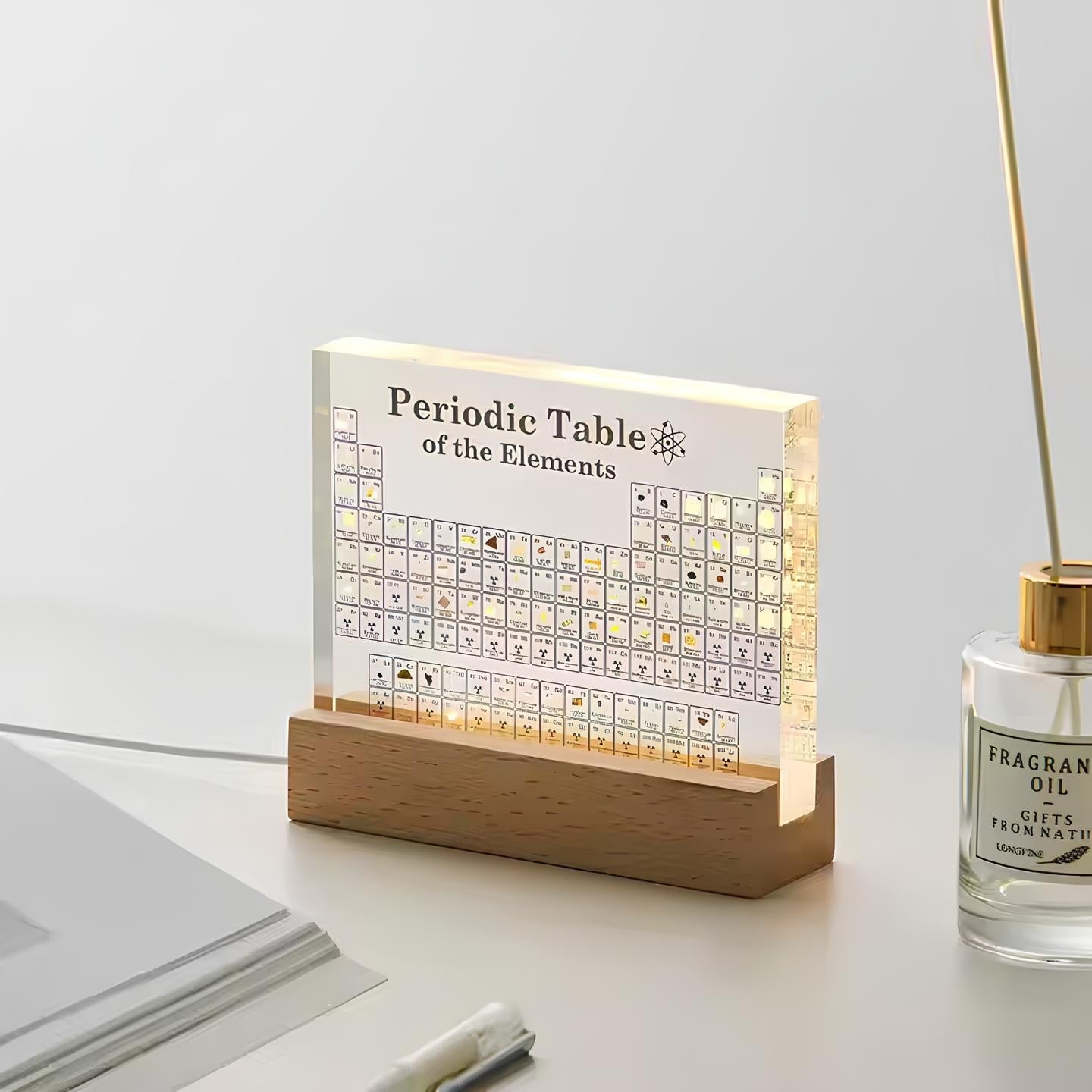 Elementa – Illuminated periodic table acrylic with 83 real elements