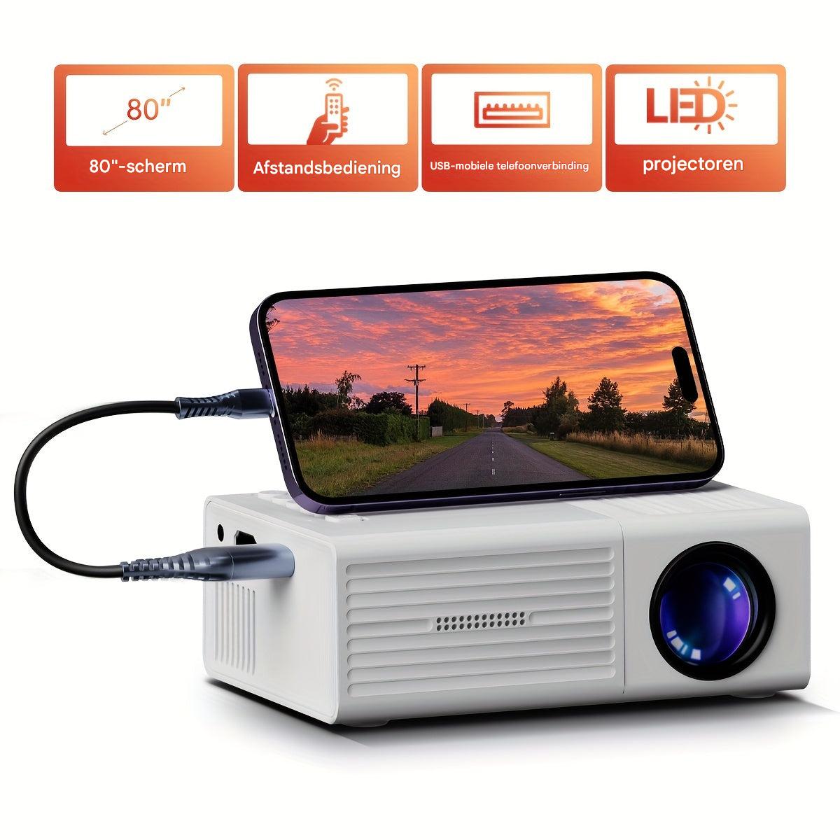 Ultra-Helldich Mini Projector – Portable Beamer with 3000 Lumens & HDMI/USB Connection Mini Projector (3000 Lumens) - LumoBeam