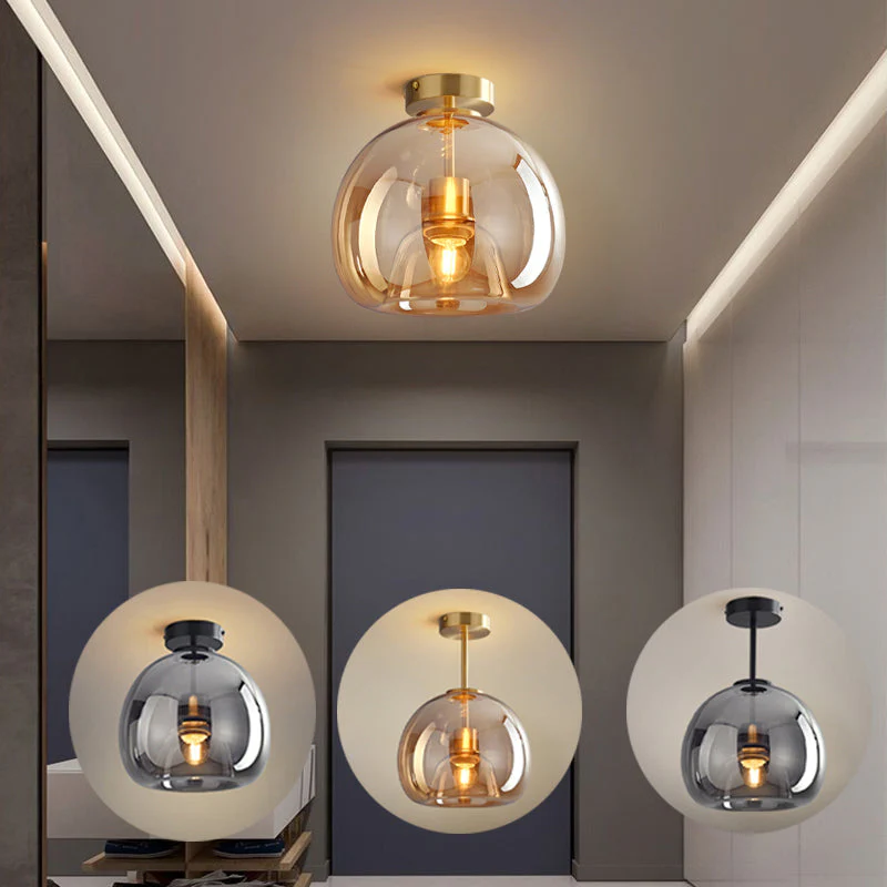 Copara – Retro koperen plafondlamp – Glasdesign voor modern interieur