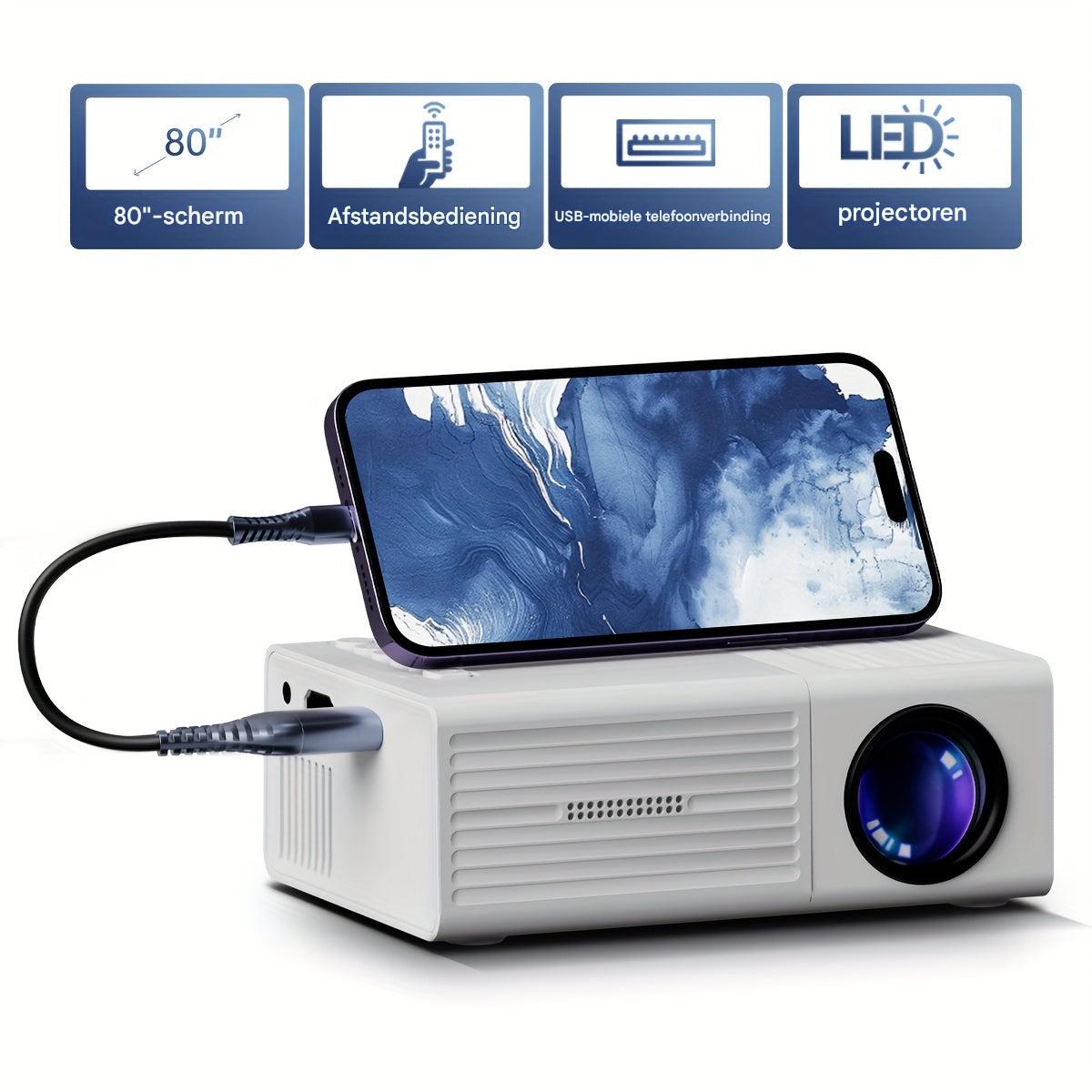 Ultra-Helldich Mini Projector – Portable Beamer with 3000 Lumens & HDMI/USB Connection Mini Projector (3000 Lumens) - LumoBeam