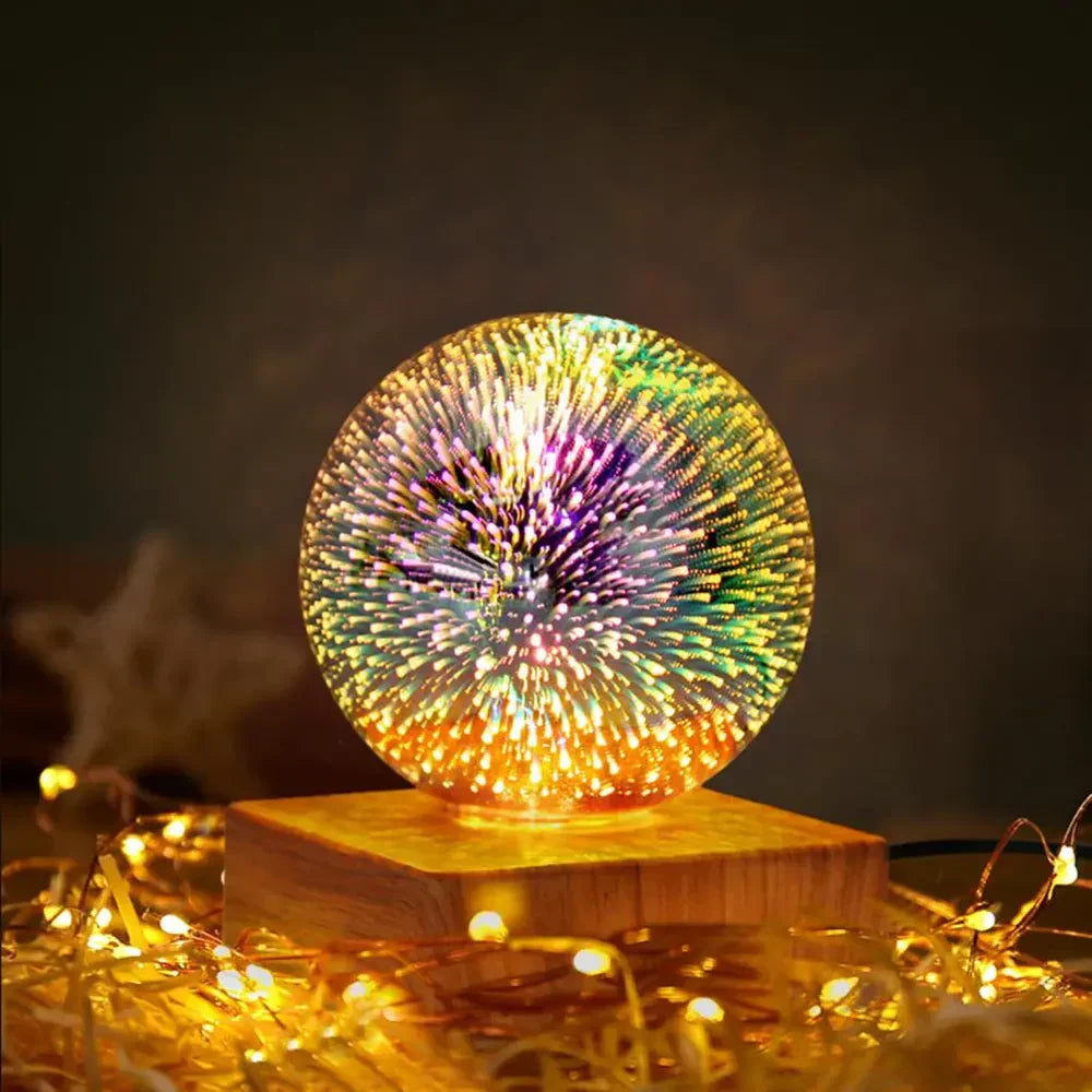 StarburstGlow Kristallen Bollamp met 3D Vuurwerkeffect - LED Sfeerverlichting