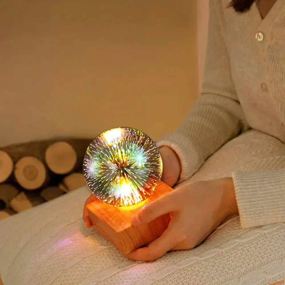 StarburstGlow Kristallen Bollamp met 3D Vuurwerkeffect - LED Sfeerverlichting