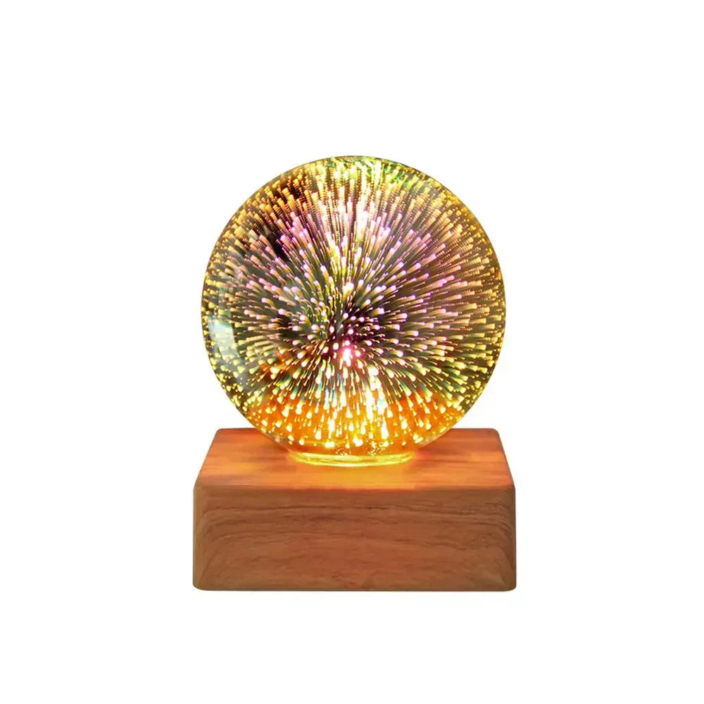 StarburstGlow Kristallen Bollamp met 3D Vuurwerkeffect - LED Sfeerverlichting
