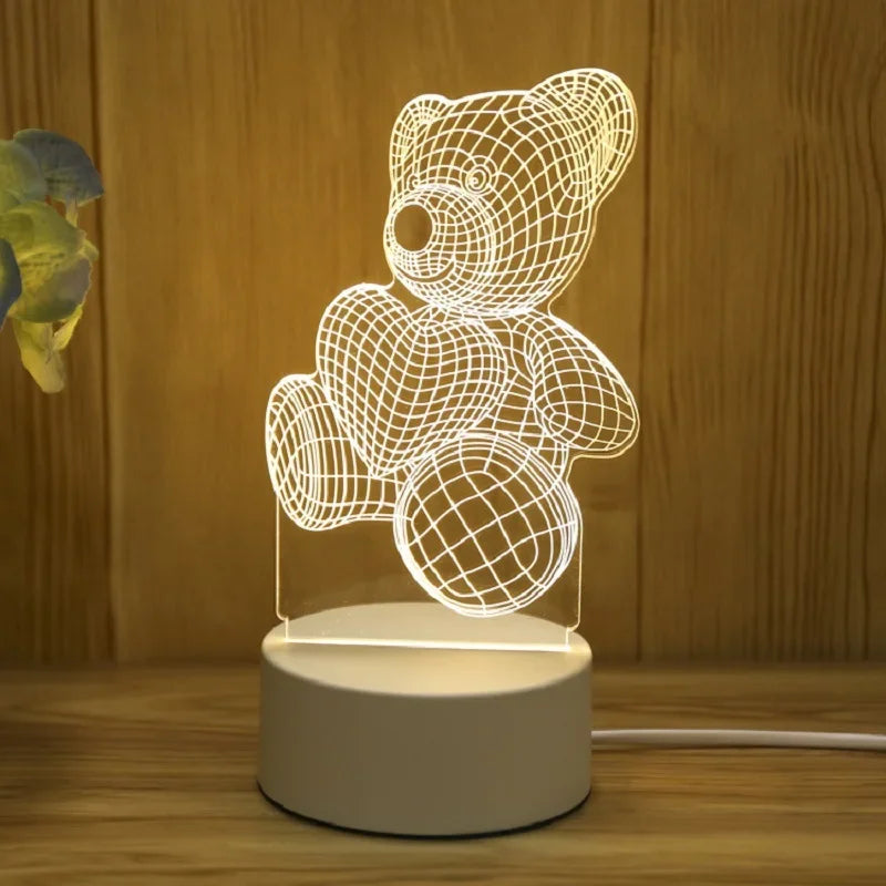 LumiBear – lámpara de oso 3D USB LED luz nocturna para niños – decoración creativa
