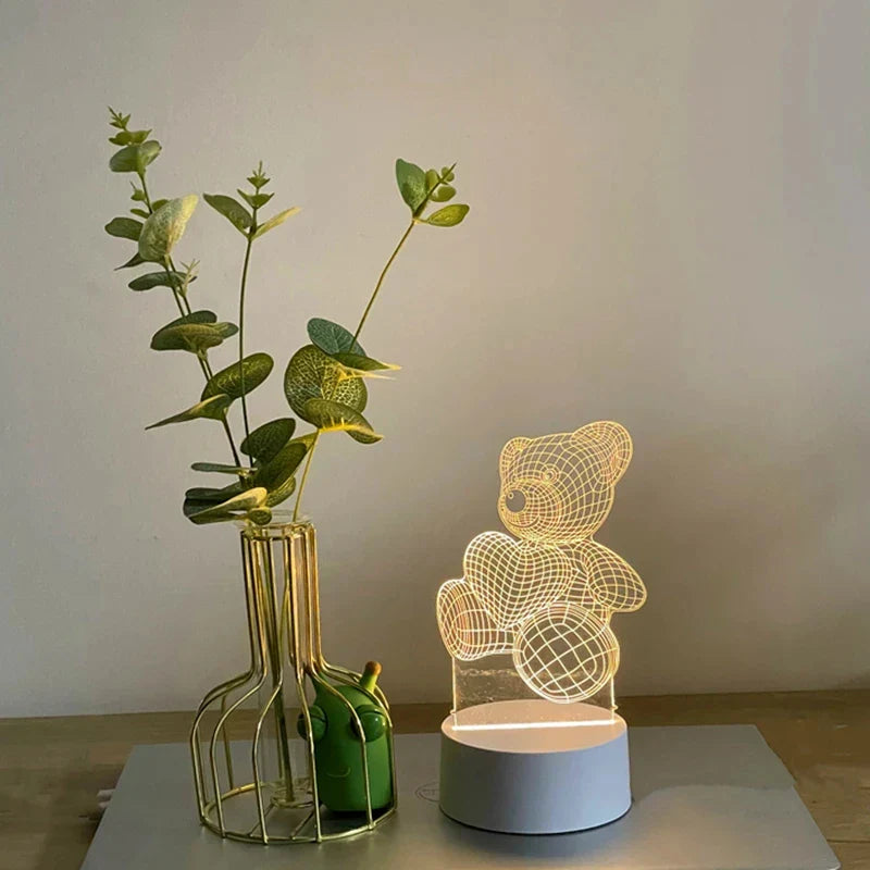 LumiBear – lámpara de oso 3D USB LED luz nocturna para niños – decoración creativa