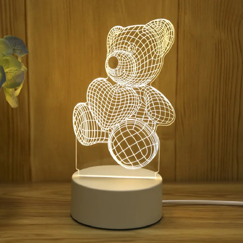 LumiBear – lámpara de oso 3D USB LED luz nocturna para niños – decoración creativa